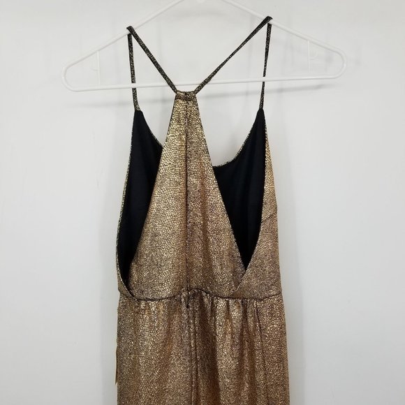 NWT Forever 21 Rose Gold Crackle Look Evening Maxi Dress Size Small - Picture 9 of 12